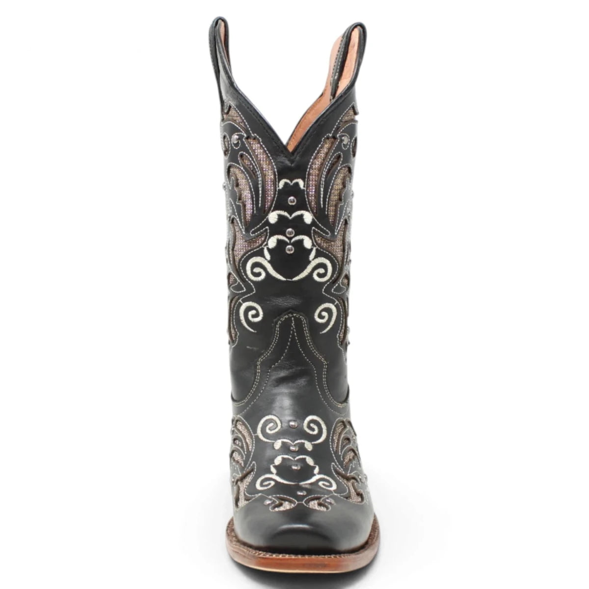 Botas Vaqueras para Mujer de Pantorrilla Ancha – Corte Laser Pull Up Black TML200708AF - Tanner Mark Boots