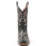 Botas Vaqueras para Mujer de Pantorrilla Ancha – Corte Laser Pull Up Black TML200708AF - Tanner Mark Boots