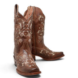 Botas Vaqueras para Mujer de Pantorrilla Ancha – Corte Laser Pull Up Cafe TML200939AF - Tanner Mark Boots