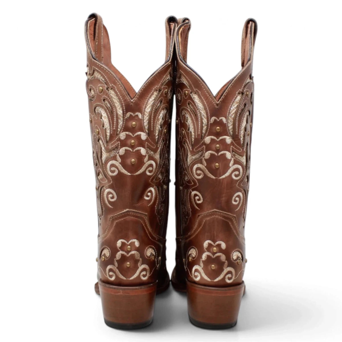 Botas Vaqueras para Mujer de Pantorrilla Ancha – Corte Laser Pull Up Cafe TML200939AF - Tanner Mark Boots