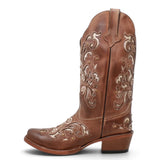 Botas Vaqueras para Mujer de Pantorrilla Ancha – Corte Laser Pull Up Cafe TML200939AF - Tanner Mark Boots