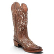 Botas Vaqueras para Mujer de Pantorrilla Ancha – Corte Laser Pull Up Cafe TML200939AF - Tanner Mark Boots