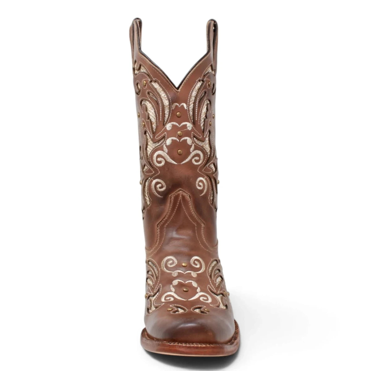 Botas Vaqueras para Mujer de Pantorrilla Ancha – Corte Laser Pull Up Cafe TML200939AF - Tanner Mark Boots