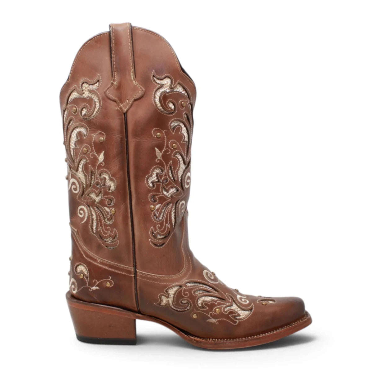 Botas Vaqueras para Mujer de Pantorrilla Ancha – Corte Laser Pull Up Cafe TML200939AF - Tanner Mark Boots