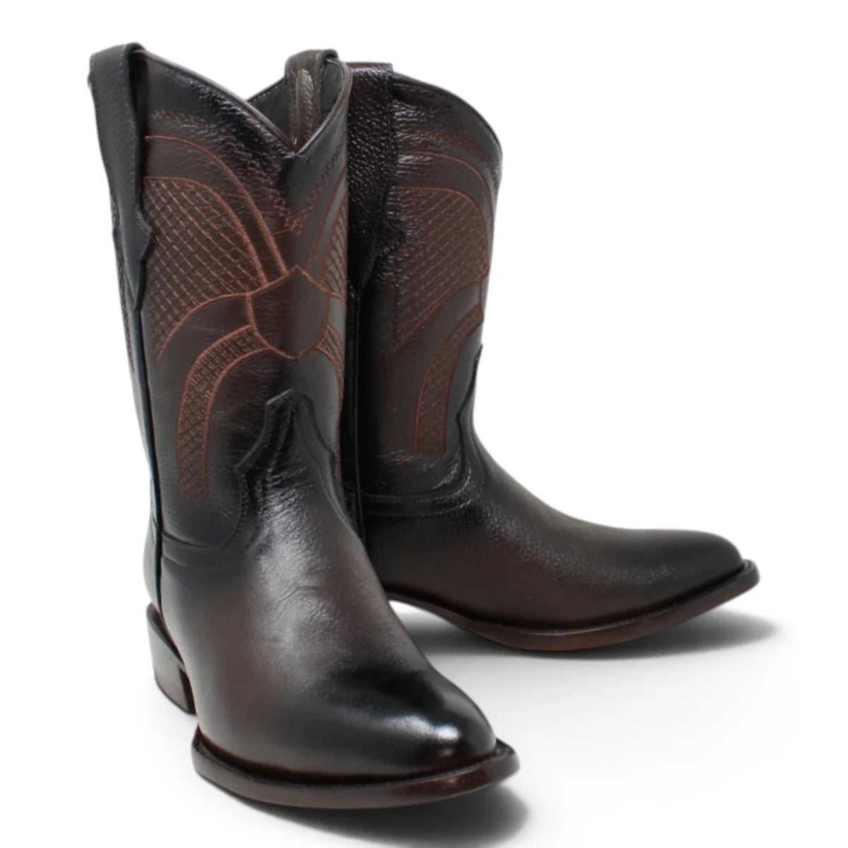 Botas Vaqueras Roper para Hombre de Piel Color Café – Punta Ovalada - La Carreta