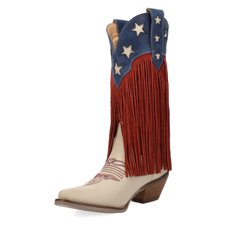 Botas Wild N' Free de Piel Original Punta Recortada Para Dama Color Beige - Dingo - Dan Post Boots