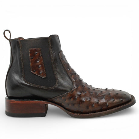 Botin de Avestruz Grabado con Punta Cuadrada Q82B0394 - Quincy Boots