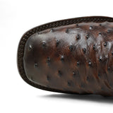 Botin de Avestruz Grabado con Punta Cuadrada Q82B0394 - Quincy Boots