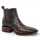 Botin de Avestruz Grabado con Punta Cuadrada Q82B0394 - Quincy Boots