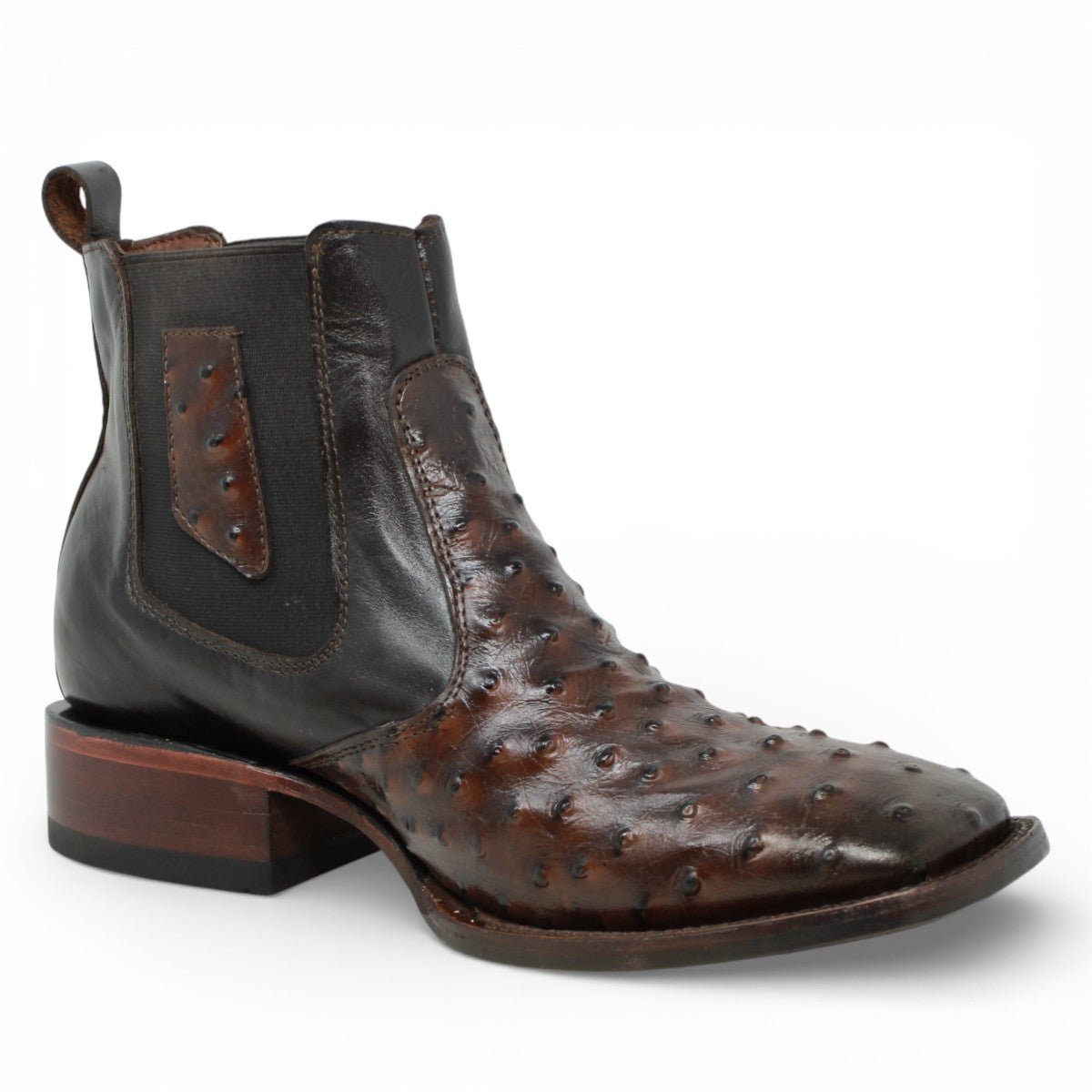 Botin de Avestruz Grabado con Punta Cuadrada - Quincy - Quincy Boots