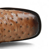 Botin de Avestruz Grabado con Punta Cuadrada - Quincy - Quincy Boots
