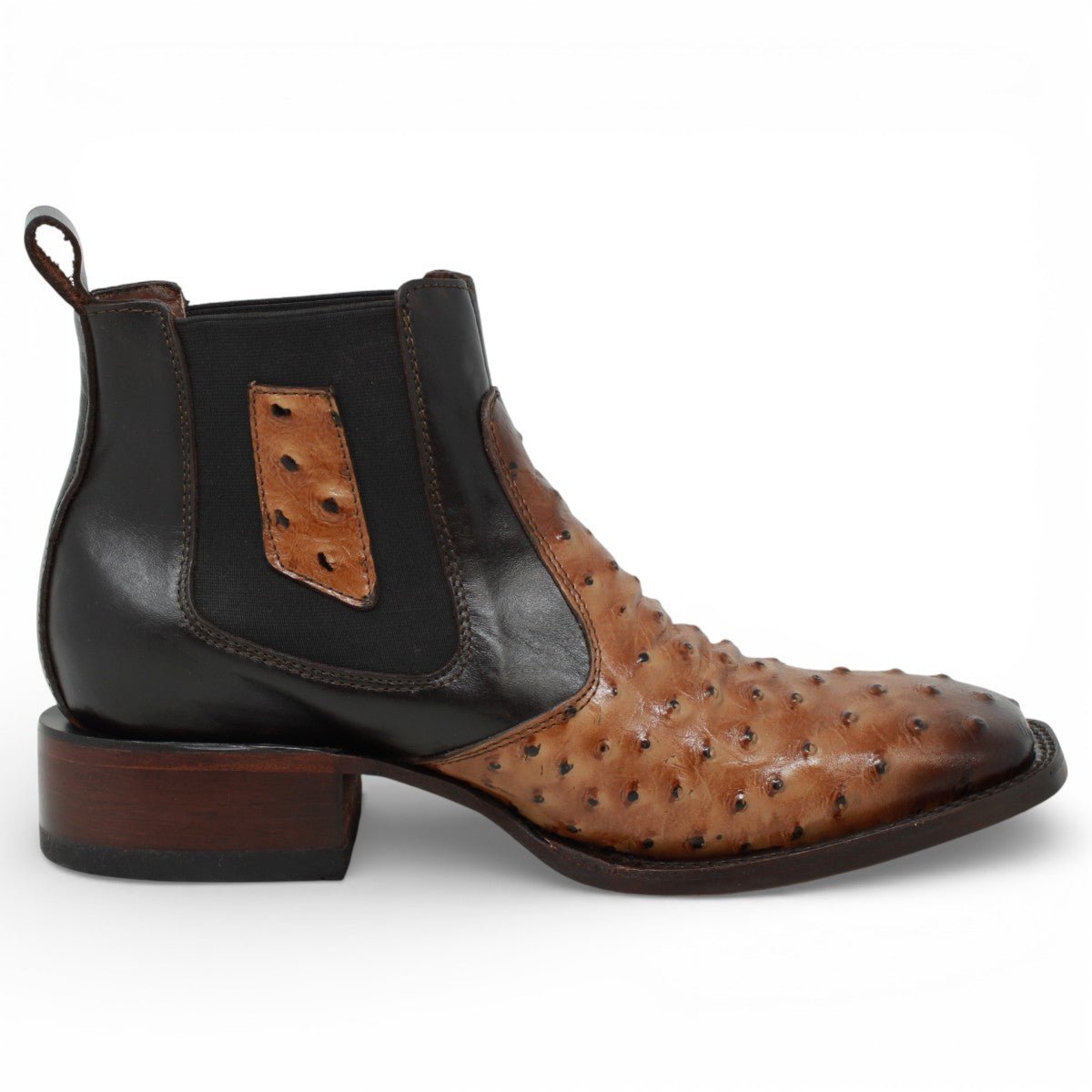 Botin de Avestruz Grabado con Punta Cuadrada - Quincy - Quincy Boots