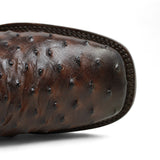 Botin de Avestruz Grabado con Punta Cuadrada - Quincy - Quincy Boots