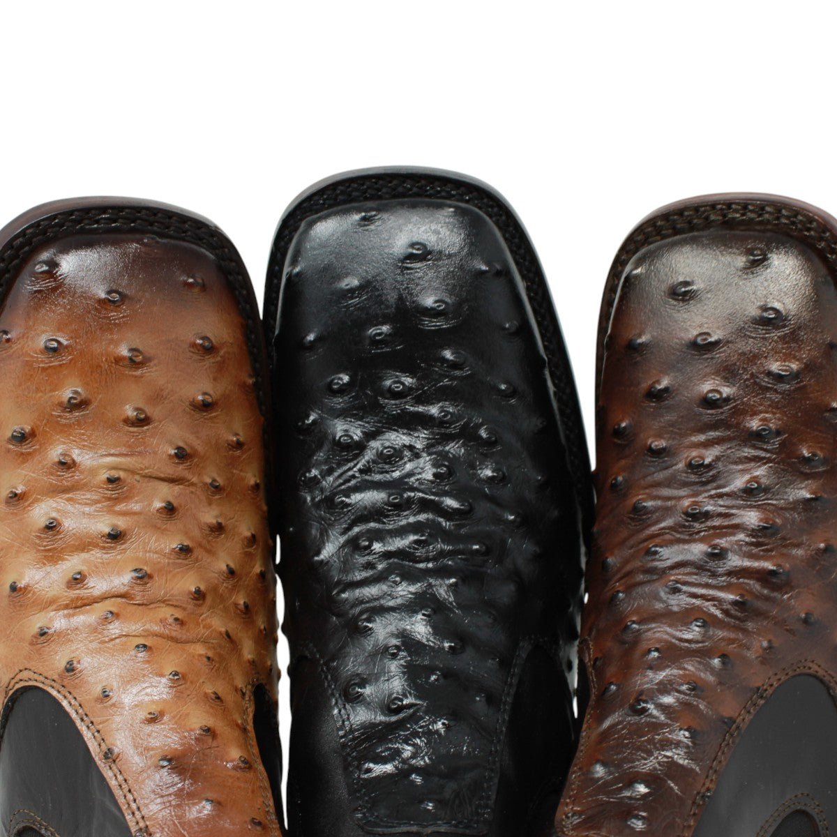 Botin de Avestruz Grabado con Punta Cuadrada - Quincy - Quincy Boots