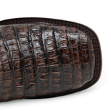Quincy Men´s Caiman Hornback Print Square Toe Ankle Boots - Brown - Toe View