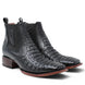 Quincy Men´s Caiman Hornback Print Square Toe Ankle Boots - Black - Pair Side View