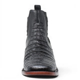 Botin de Cocodrilo Grabado Nuca con Punta Cuadrada Color Negro Q82B8205 - Quincy Boots
