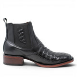 Botin de Cocodrilo Grabado Nuca con Punta Cuadrada Color Negro Q82B8205 - Quincy Boots