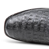 Botin de Cocodrilo Grabado Nuca con Punta Cuadrada Color Negro Q82B8205 - Quincy Boots