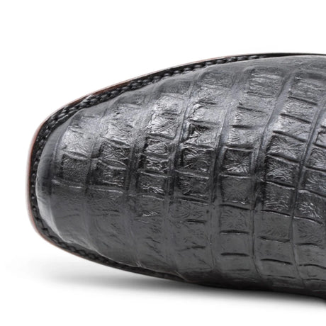 Botin de Cocodrilo Grabado Nuca con Punta Cuadrada Color Negro Q82B8205 - Quincy Boots