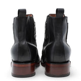 Botin de Cocodrilo Grabado Nuca con Punta Cuadrada Color Negro Q82B8205 - Quincy Boots