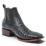 Botin de Cocodrilo Grabado Nuca con Punta Cuadrada Color Negro Q82B8205 - Quincy Boots