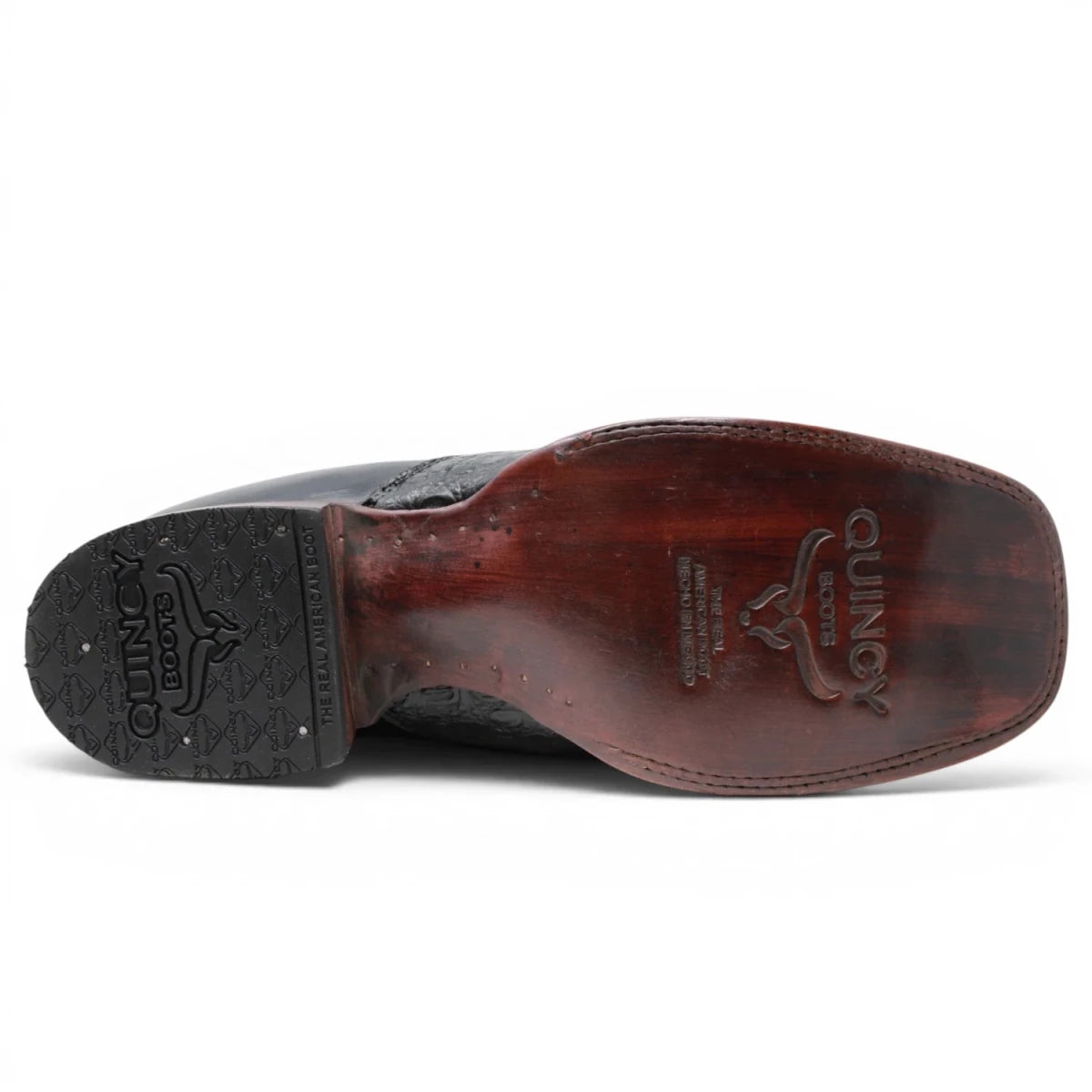 Botin de Cocodrilo Grabado Nuca con Punta Cuadrada Color Negro Q82B8205 - Quincy Boots