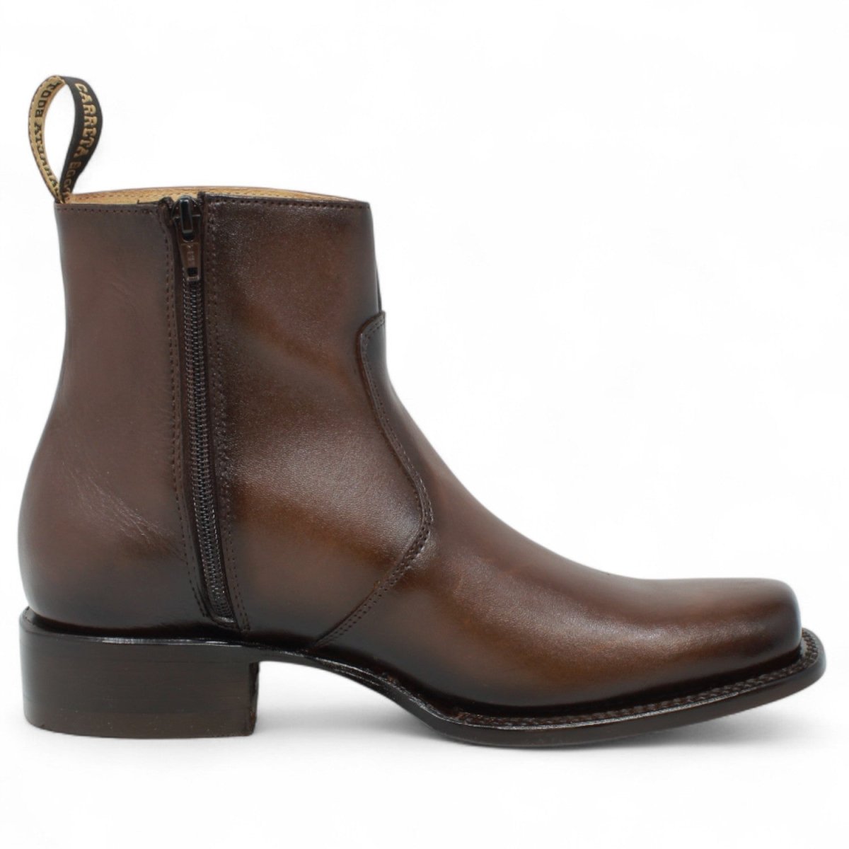 Botin de Piel Punta Dubai Cuadrada Para Hombre Color Cafe - LC266 - La Carreta