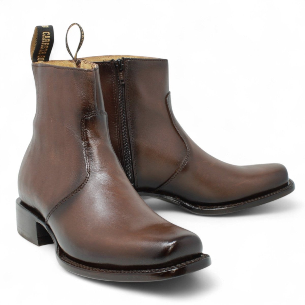 Botin de Piel Punta Dubai Cuadrada Para Hombre Color Cafe - LC266 - La Carreta