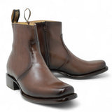 Botin de Piel Punta Dubai Cuadrada Para Hombre Color Cafe - LC266 - La Carreta