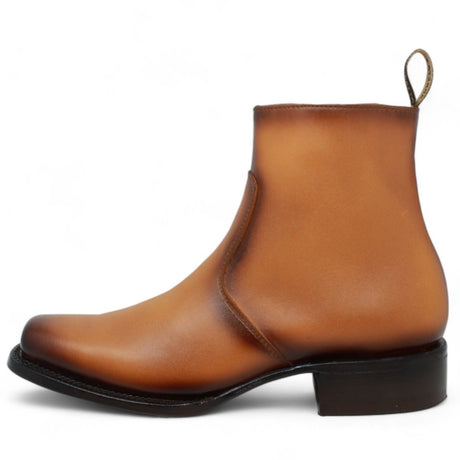 Botin de Piel Punta Dubai Cuadrada Para Hombre Color Miel - LC266 - La Carreta
