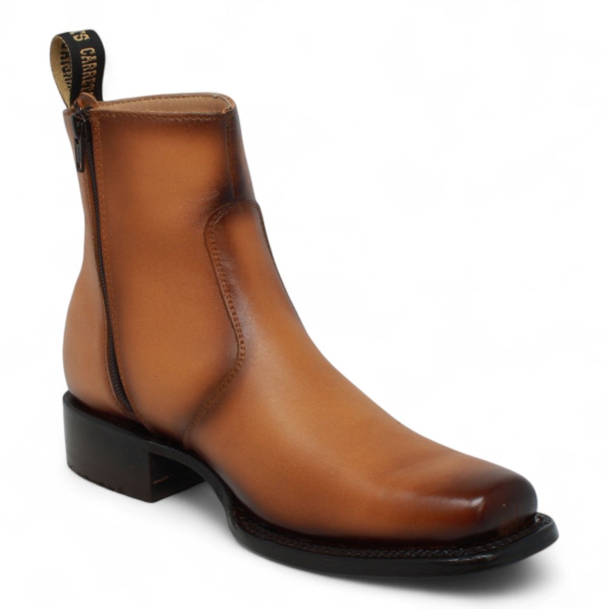 Botin de Piel Punta Dubai Cuadrada Para Hombre Color Miel - LC266 - La Carreta