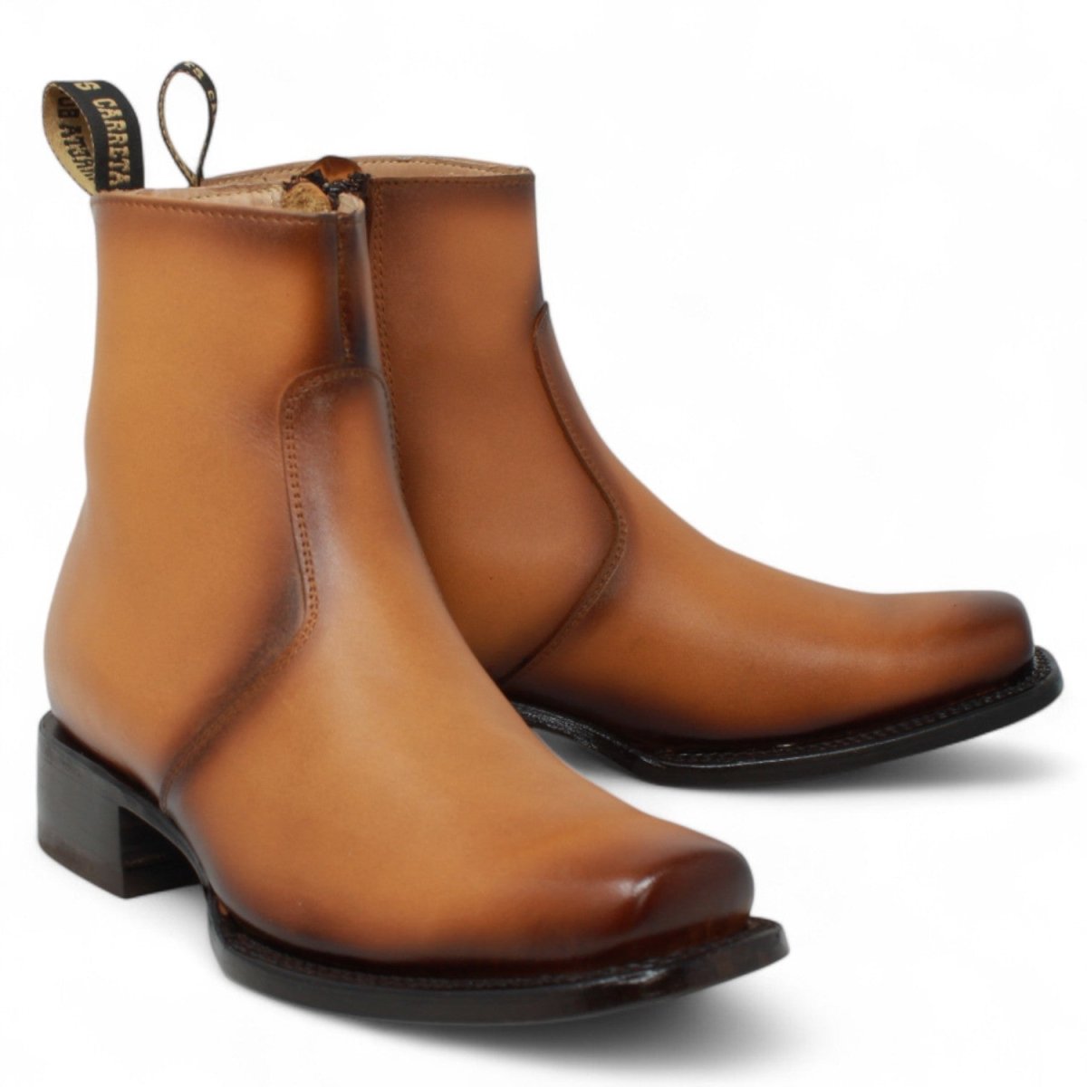 Leather Boot Square Dubai Toe For Men Honey Color-LC266