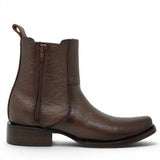 La Carreta Men's Genuine Leather Dubai Square Toe Ankle Boots - Brown - Right Side View