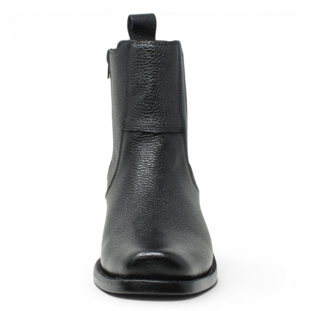 La Carreta Men's Genuine Leather Dubai Square Toe Ankle Boots - Black - Front View