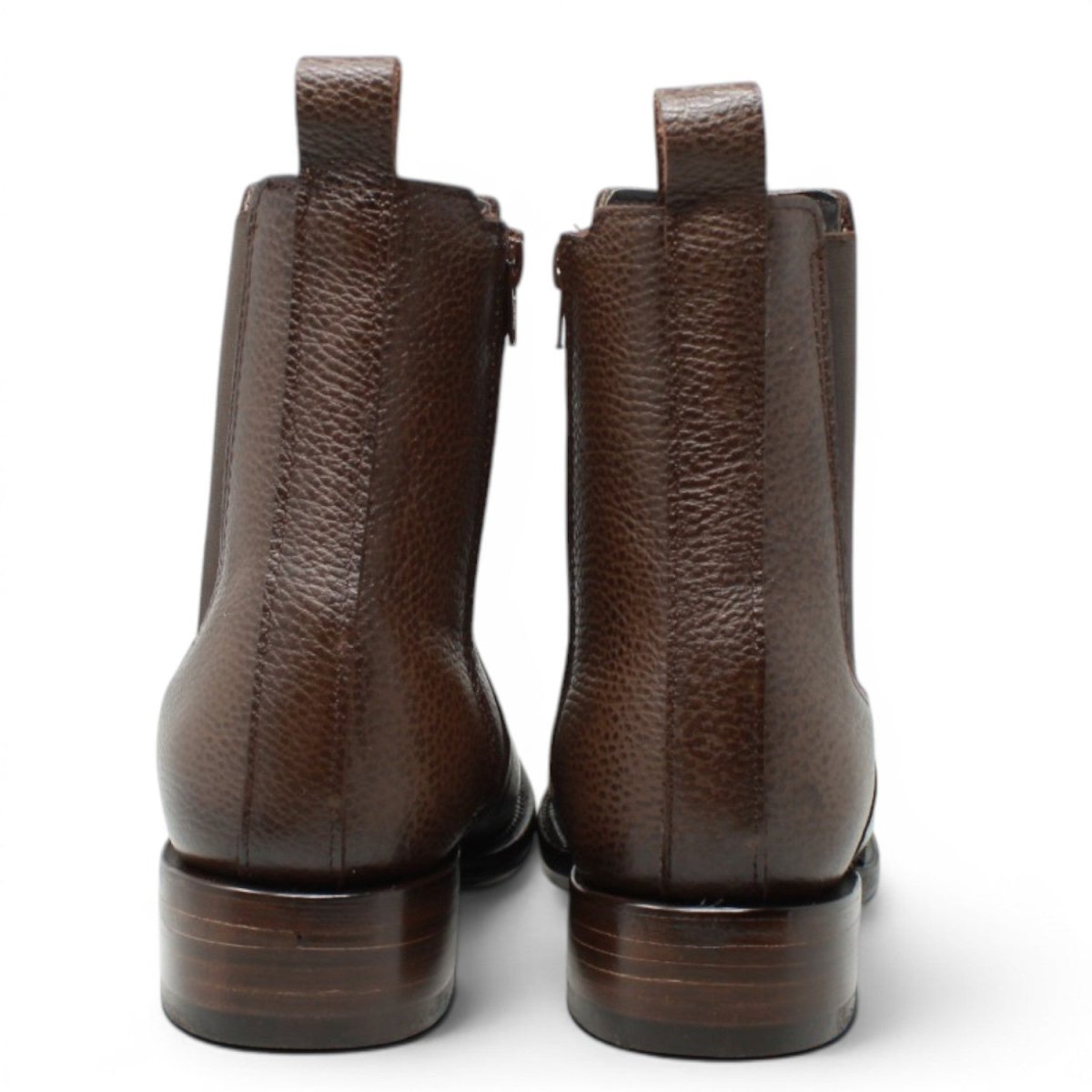 La Carreta Men's Genuine Leather Dubai Square Toe Ankle Boots - Brown - Pair Back View