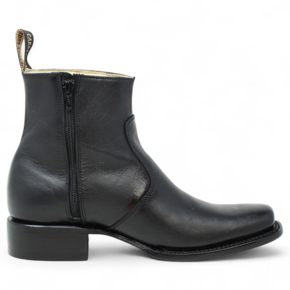 Botin de Piel Punta Dubai Cuadrada Para Hombre Color Negro - LC266 - La Carreta