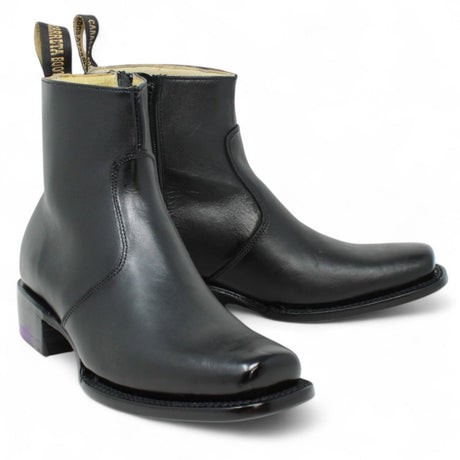 Botin de Piel Punta Dubai Cuadrada Para Hombre Color Negro - LC266 - La Carreta