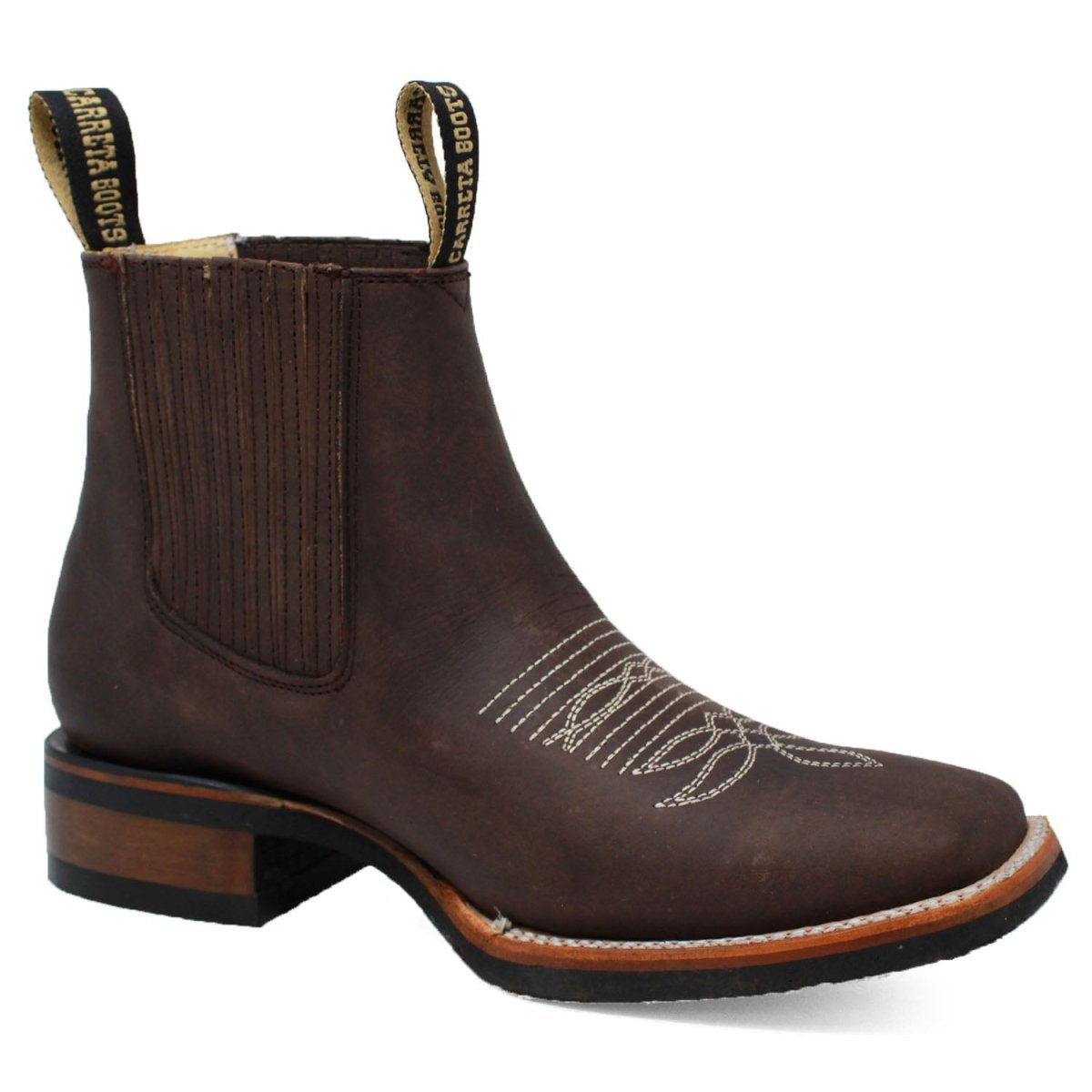 Botin Rodeo Cuadrado de PIel Original con Medallon Cafe - La Sierra - La Carreta