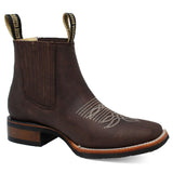Botin Rodeo Cuadrado de PIel Original con Medallon Cafe - La Sierra - La Carreta