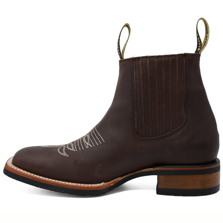 Botin Rodeo Cuadrado de PIel Original con Medallon Cafe - La Sierra - La Carreta