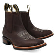 Botin Rodeo Cuadrado de PIel Original con Medallon Cafe - La Sierra - La Carreta