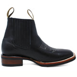 Botin Rodeo Cuadrado de PIel Original con Medallon Negro - La Sierra - La Carreta