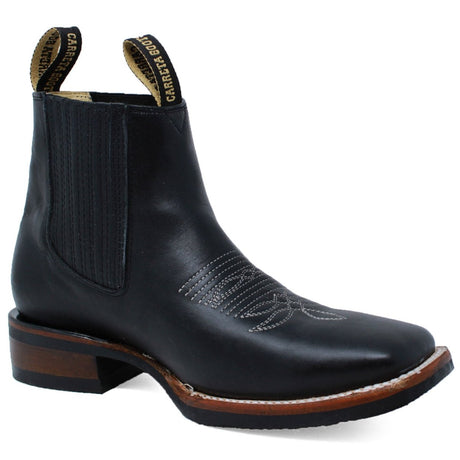 Botin Rodeo Cuadrado de PIel Original con Medallon Negro - La Sierra - La Carreta