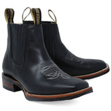 Botin Rodeo Cuadrado de PIel Original con Medallon Negro - La Sierra - La Carreta