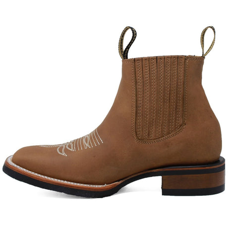 Botin Rodeo Cuadrado de PIel Original con Medallon Tan - La Sierra - La Carreta