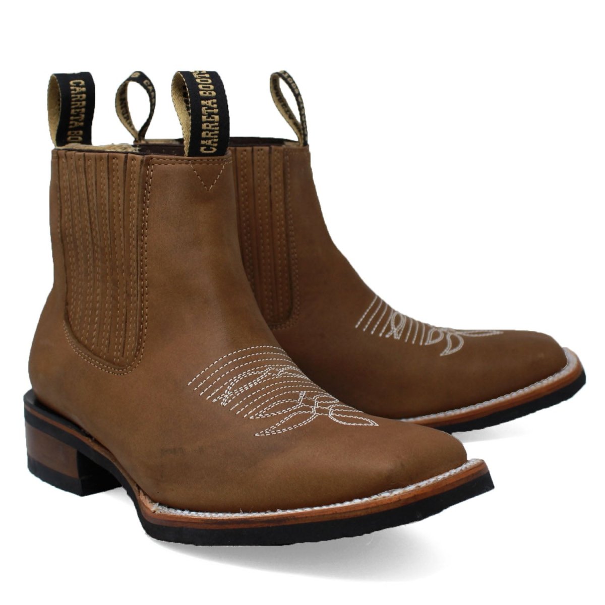 Botin Rodeo Cuadrado de PIel Original con Medallon Tan - La Sierra - La Carreta