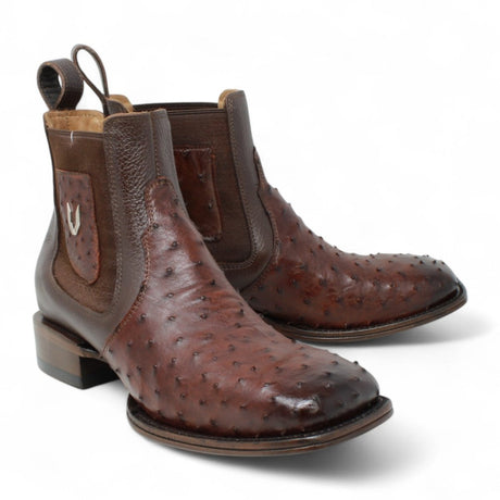 Botin Vaquero de Avestruz Original Horma Cuadrada Color Cafe - Vestigium - Vestigium