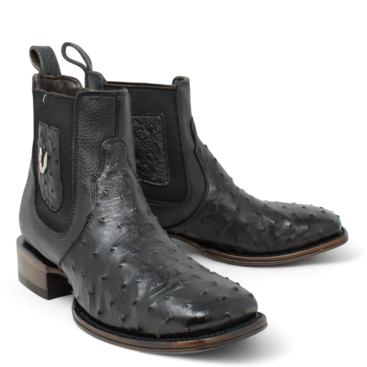Botin Vaquero de Avestruz Original Horma Cuadrada Color Negro - Vestigium - Vestigium