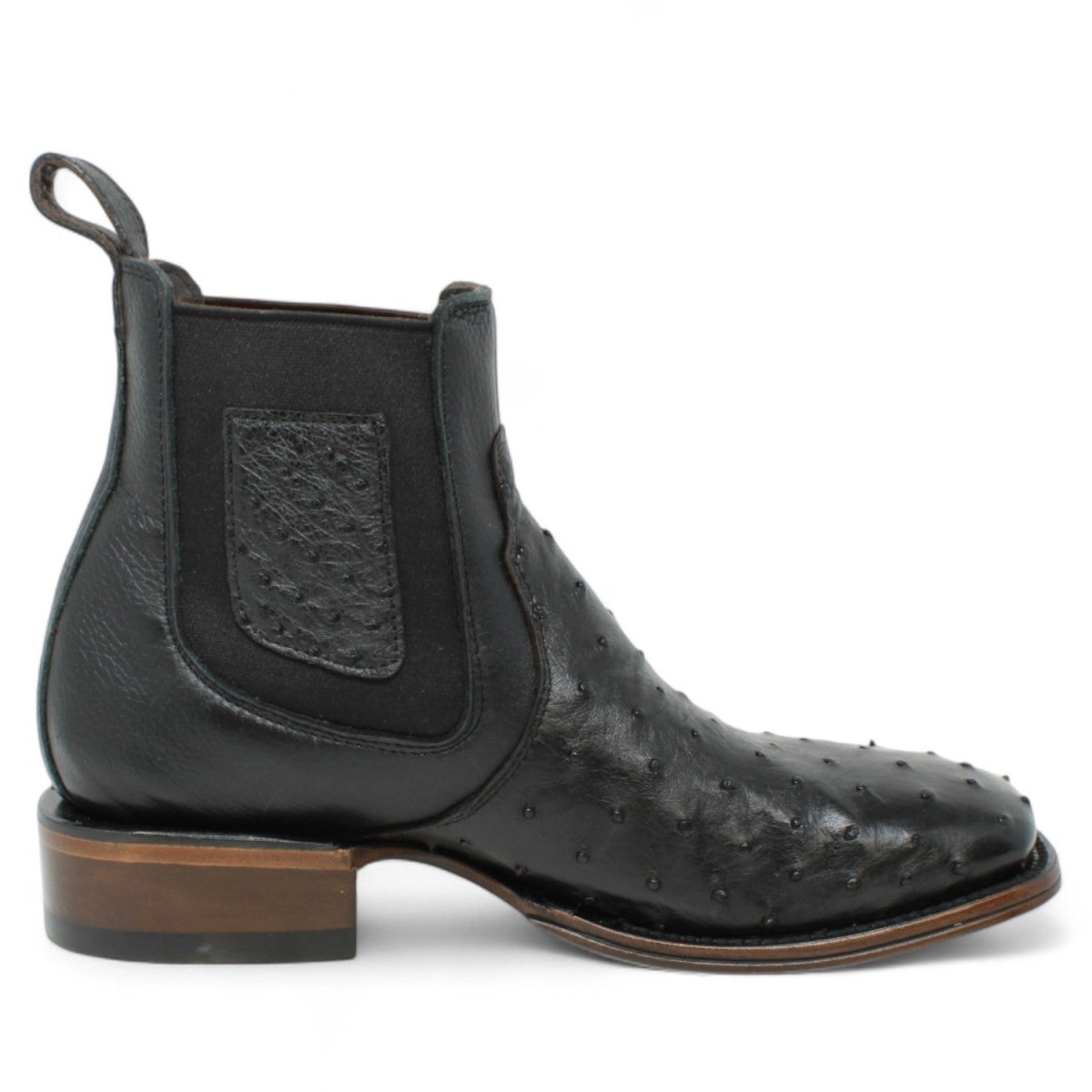 Botin Vaquero de Avestruz Original Horma Cuadrada Color Negro - Vestigium - Vestigium